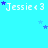 Pixelated text 'Jessie<3' repeated across a cyan background with scattered blue stars, some appearing and disappearing in animation.