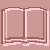 Pixelated open book with pen, alternating between blank pages and horizontal lines