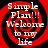 Four identical red and black spiral-patterned icons with white text reading "Simple Plan!!! Welcome to my life" arranged in a