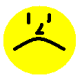 Four yellow circular icons with black line-drawn facial features arranged in a , each showing distinct expressions