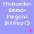 Pixelated text and symbols on a light purple background with pink accents, showing repeated names and emoticons.