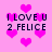 Pixelated pink background with scattered bright pink hearts and repeated text "I LOVE U 2 FELICE" in dark blue block letters.