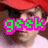 A person wearing a red cap and white shirt with pixelated text overlays in green and pink, arranged as 'geek', 'in', 'the', 'pink' across frames.