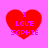 Four red heart shapes on a pink background, each containing the text "I LOVE SOPHIE" in purple pixelated letters.