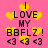 Pixelated pink background with yellow hearts and black text reading 'I LOVE MY BBLFZ! <3 <3 <3' in two identical vertical arrangements.
