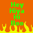 Green text on orange background with yellow flames at bottom; text reads 'Hey Hiya Hi Boo' in pixelated font.