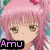 Pixelated anime-style character portraits with text labels, two static and one animated pose showing hands raised in a gesture.