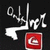 Pixelated icon with white abstract shapes, a red square symbol, and text reading "Quicksilver Baby" on black background.