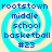 Four identical pixelated icons arranged in a , each displaying blue text on a cyan spiral background with the words rootstown middle school basketball #23