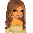 Pixel art buddy icon featuring a cartoon woman with long brown hair and earrings next to the text "2 cute" on white background.