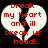 A pixelated image of a broken heart with red text reading "break my heart and ill break up head!" on white curved shapes against black background.
