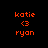 Four -aligned display orange pixelated text 'katie', '<3', and 'ryan' on black backgrounds with white rectangular overlays shifting positions