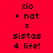Pixelated text displays 'xio + nat = sistas 4 life!' across four colored with no visible motion changes