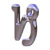 Animated 3D metallic icon with blue highlights rotating through six distinct poses against a white background.