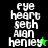 Pixelated text displays 'eye heart seth align henley' across four with green and black backgrounds, featuring a star symbol in one