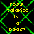 Yellow text reading 'ross talarico is a beast' on black background with green diamond pattern, repeated in four quadrants