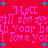Red background with repeated pink text and blue plus signs, no visible animation changes.