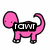 Pixelated pink dinosaur with black text overlays in three variations: 'rawr', 'means iloveyou', and 'in dinosaur'.