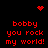 Red pixelated text on black background with animated heart and starburst elements.