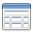 Static pixel art of a blue and white interface window with six rectangular sections arranged in two rows, framed by dark gray borders.