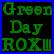 Static pixelated icon with green text on black background framed by blue border, displaying "Green Day ROXIII" in three lines of blocky digital font.