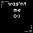 Pixel art icon with black background showing repeated text "was'n't me 0:)" and star symbols in white and gray, with animated star changes.