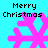 Four identical pixelated pink snowflakes on cyan background with "Merry Christmas" text above each, arranged in a