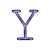 Animated sequence of a stylized purple 'Y' icon transitioning through multiple simplified forms against white background.