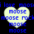 Four heart-shaped icons with blue text on a black background, each displaying variations of 'moose' and 'rockmoose' in pixelated font.