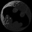 A circular icon with a black bat symbol over a grayscale moon texture, showing subtle variations in moon surface detail