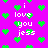 A static image with a bright pink background filled with green pixelated hearts and repeated white text reading "i love you jess" in a pixelated font.