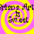 Yellow and pink spiral background with repeated text "Art is Sweet" in black pixelated font across four quadrants.