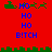 Red background with green pixelated borders and blue text reading 'HO' repeated four times above 'B!TCH'.