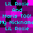 Pixelated cyan text repeats across a purple and black checkered background, forming a of identical phrases