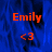 Blue background with red text 'Emily' and '<3', two show identical static content, one has a gray overlay