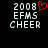 Static pixel art displays '2008 EFMS CHEER' text with a red heart symbol above the year on black background.