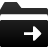 Black folder icon with white horizontal stripe and white right-pointing arrow on lower section, rendered in pixelated style.