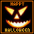 Two side-by-side pixelated Halloween-themed buddy icons featuring a glowing jack-o'-lantern face with
