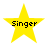 Four yellow star-shaped icons with the word 'Singer' in black text, arranged in a on white background