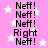 Pink background with white stars and repeated text 'Neff!' and 'Right' in black pixelated font.