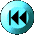 A sequence of circular icons showing a media control symbol with two left-pointing triangles and a vertical line, transitioning through different shades of blue and white with varying opacity and rotation.