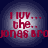 Four circular icons with gradient backgrounds display red text reading 'I LOV... the...' and partial name 'JONAS BRO' in pixelated font.