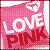 A static pixelated icon with pink and red tones featuring the text 'LOVE PINK' in stylized lettering over a heart symbol.