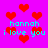 Pixelated red hearts float on a bright pink background with cyan text reading 'hannah i love you' repeated four times.