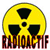 A yellow circular icon with three black triangular radiation symbols arranged in a triangular pattern, with the word 'RADIATION' in brown and orange pixelated text below the circle.