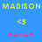Yellow pixelated text MADISON MADISON spans top of blue background, with two identical <3 symbols and five pink/purple asterisks below each.
