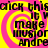 A static image with a bright yellow background featuring pink spiral patterns and repeated black text reading "make music andre" and "click this" in a pixelated font.