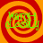 Four identical display a red and orange spiral background with green text reading "WATCH CLOSELY" in a pixelated font