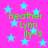 A static image with a bright pink background filled with light blue stars, displaying green text reading "Heather Lynn Ilycs" in four identical sections.