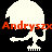 Pixelated skull icon with red text overlay, showing color variations across four quadrants on black and gray backgrounds.